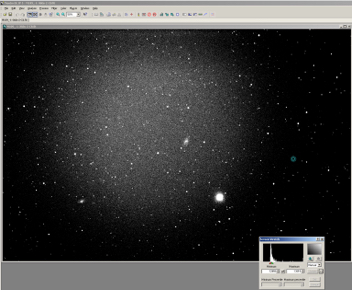 1. Load your astrophoto captured by your One-Shot-Color camera. Vignetting is visible. The light pollution impact is also present